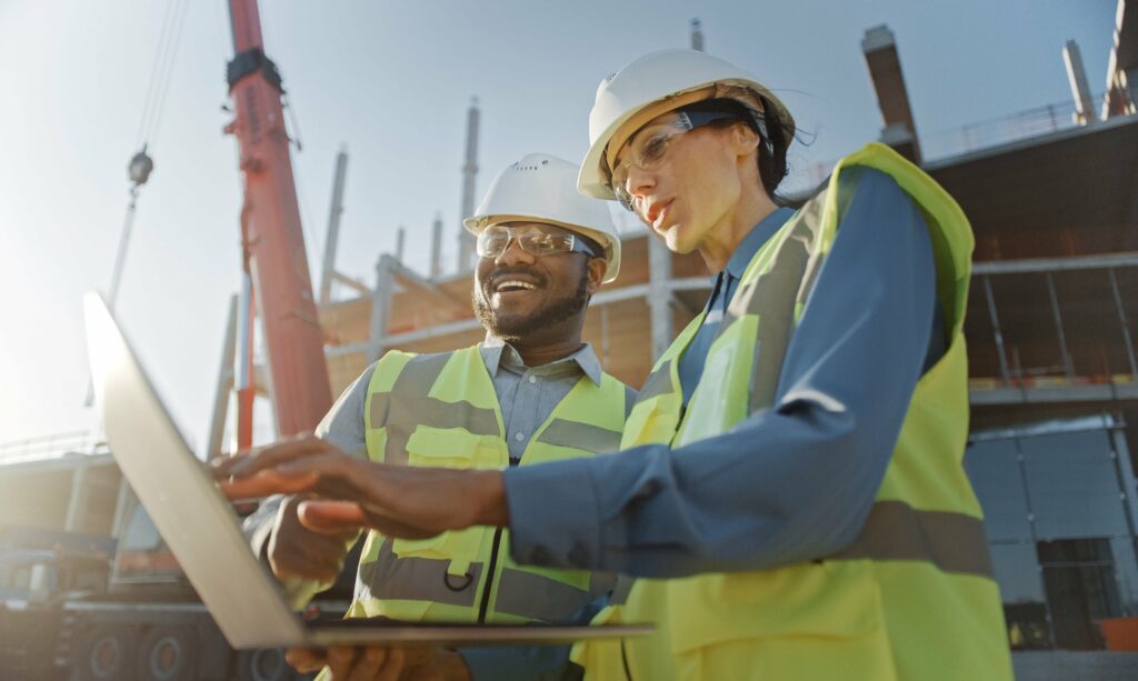 Construction management consultant speaking with construction manager about the project