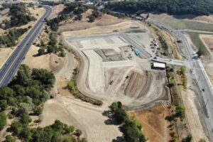 created by dji camera Aerial view of the hillside Enso Village senior living construction site