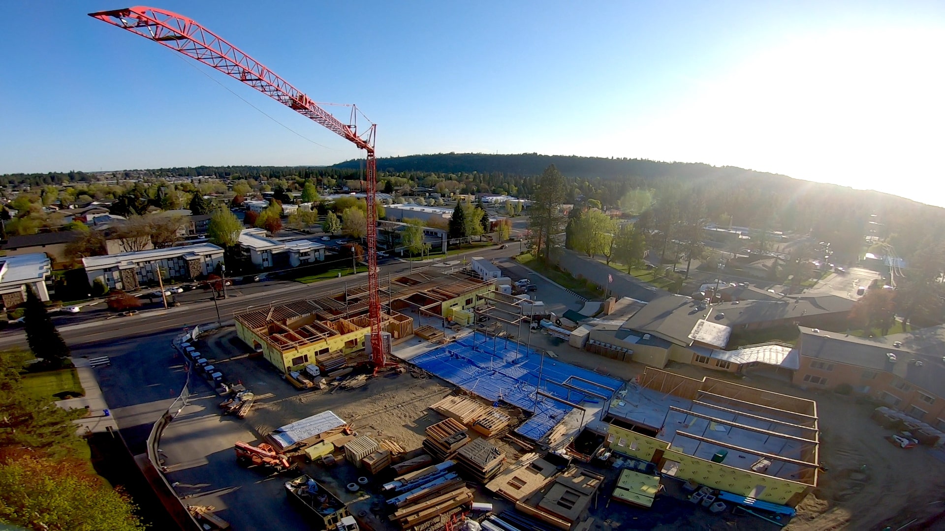 image5 Aerial view of a construction site with a crane
